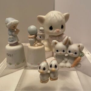 Vintage Precious Moments Thimbles And Mini Animals Lot Of 5 See Description